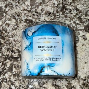 Bath & Body Works Bergamot Waters Candle - Blue and White